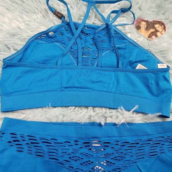 Victoria's Secret Seamless Cutout Bralette And Hiphugger Blue Size XSmall - Picture 6 of 6